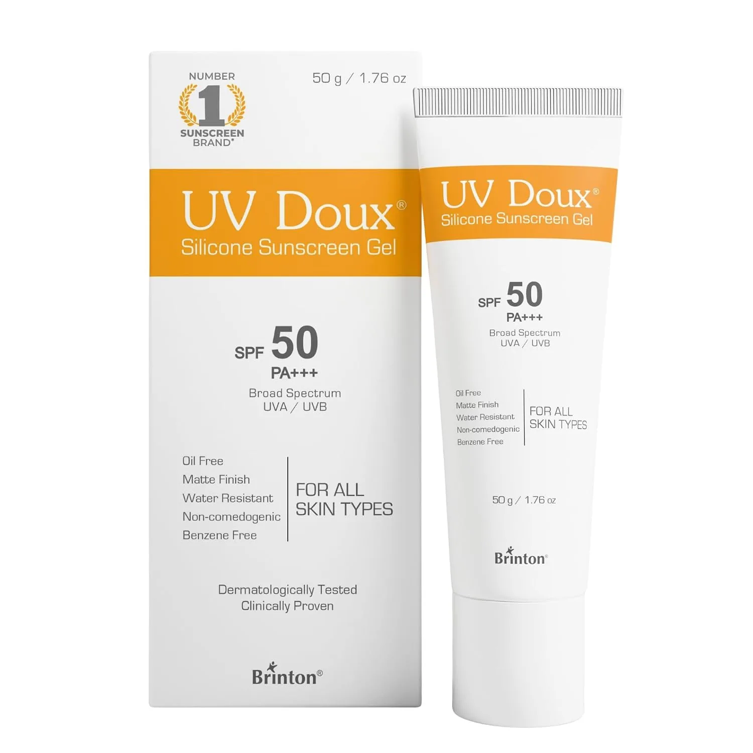 Brinton UV Doux Silicone Sunscreen Gel | SPF 50 PA+++ Matte Finish Sun Protection | Water-Resistant Oil-Free Formula