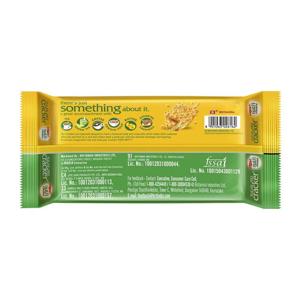 Britannia NutriChoice Sugar Free Cracker Biscuits | Crispy Savory Crackers | Zero Sugar Tea-Time Snack-1