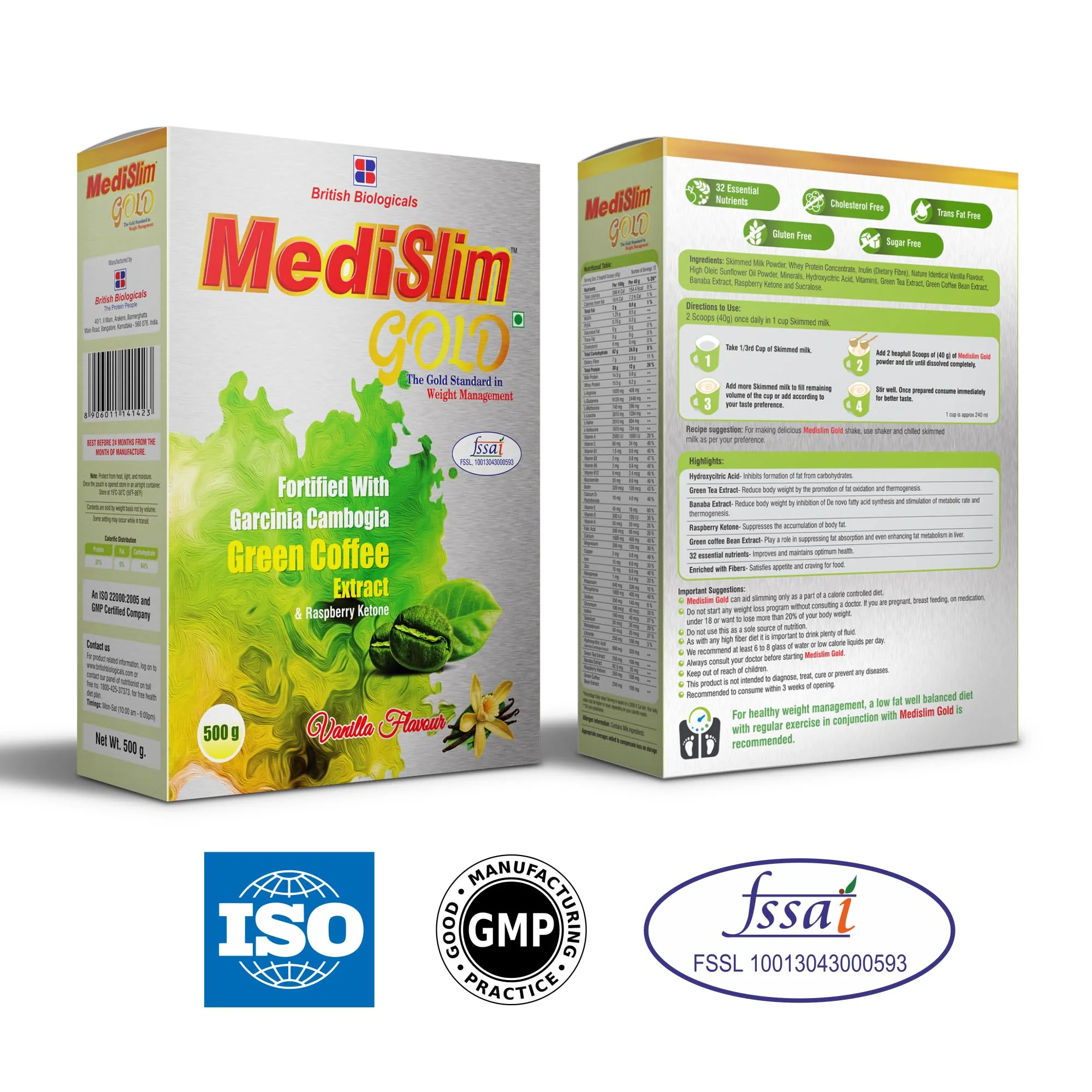 British Biologicals Medislim Powder | Meal Replacement Shake | Vanilla Flavour-3