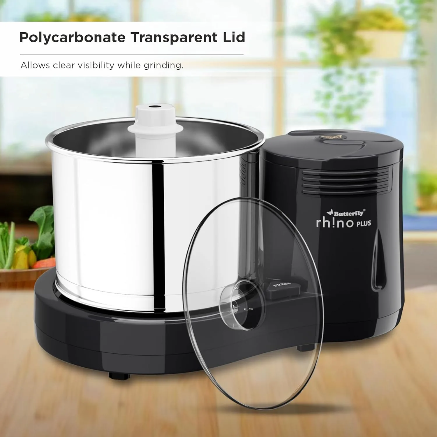 Butterfly Rhino Plus Table Top Wet Grinder 2 Litre Grey 150W 230V AC 50Hz Plastic-4