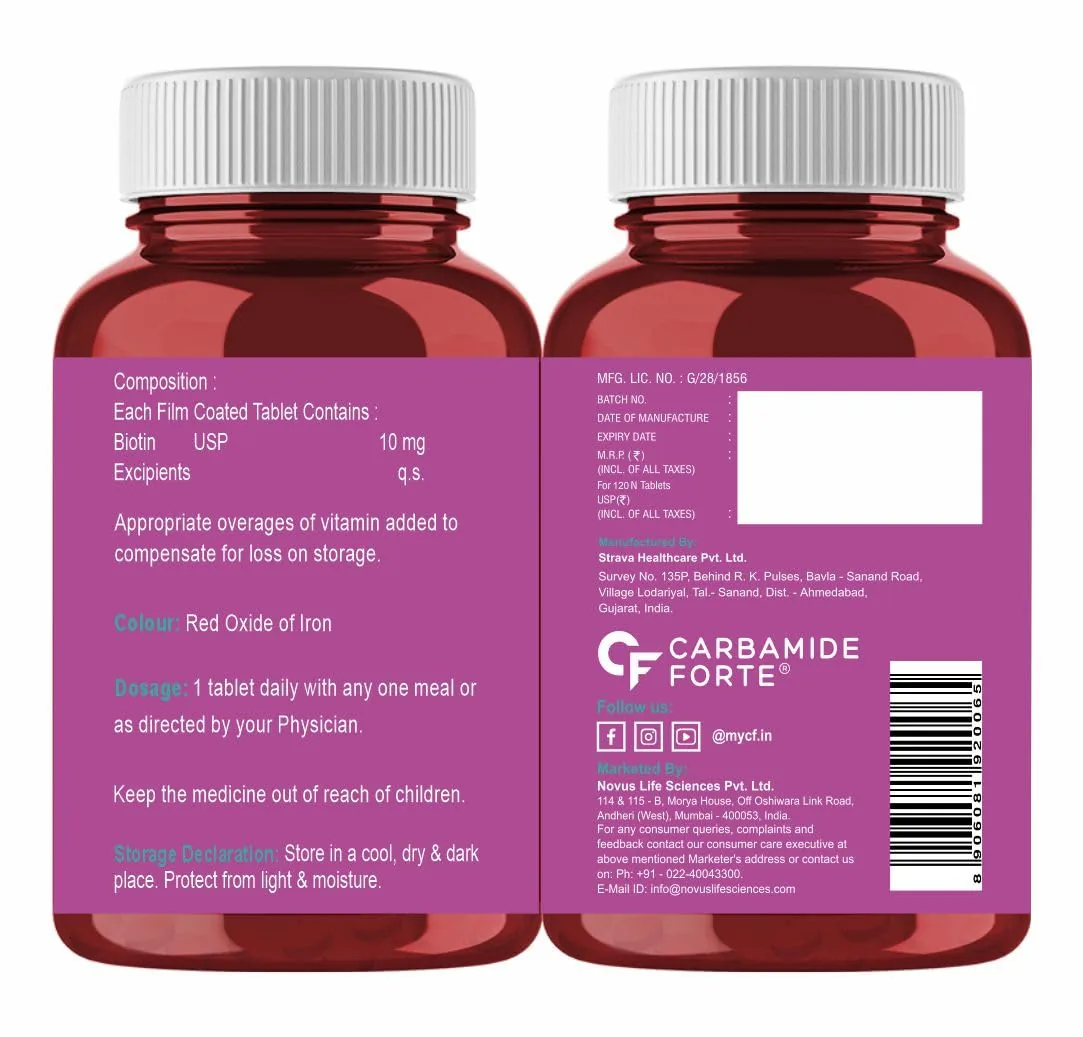 Carbamide Forte Biotin 10000mcg Tablets | High Potency Hair Growth Supplement | Vegetarian Unflavored Formula-4
