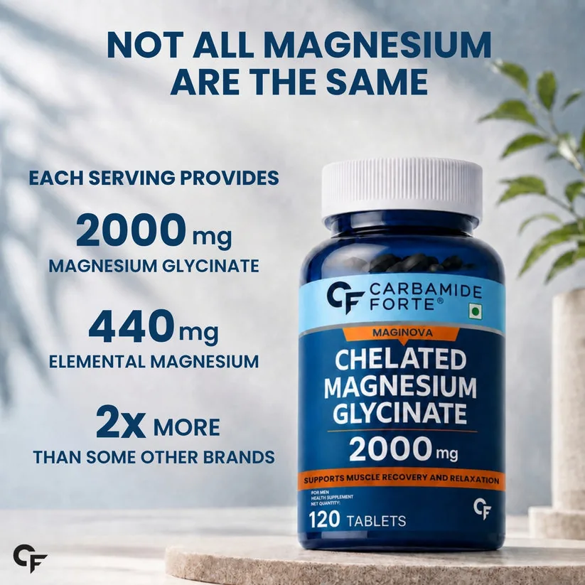 Carbamide Forte Maginova Chelated Magnesium Glycinate | High Absorption Vegetarian Tablets | Muscle Recovery & Sleep Support-2
