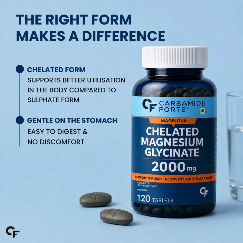 Carbamide Forte Maginova Chelated Magnesium Glycinate | High Absorption Vegetarian Tablets | Muscle Recovery & Sleep Support-3