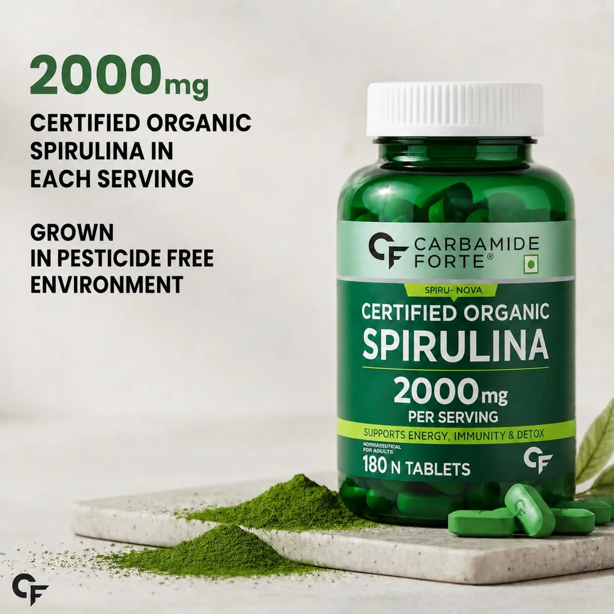 Carbamide Forte Organic Spirulina Tablets | Certified Green Superfood | Plant-Based Protein & Antioxidant Support-3