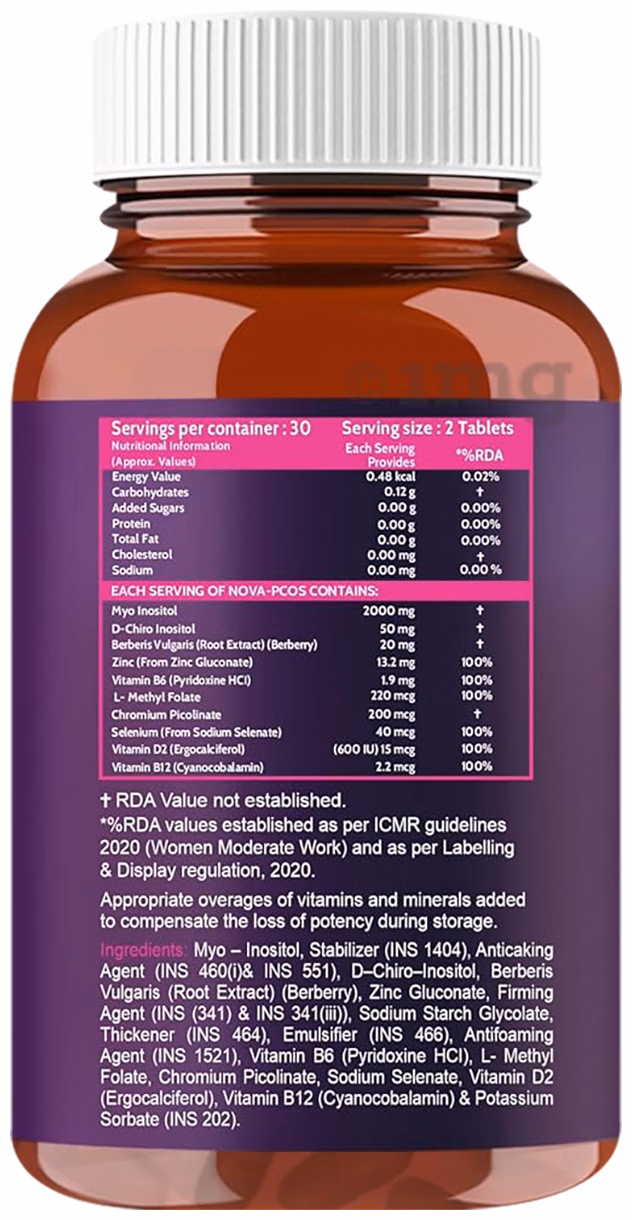 Carbamide Forte PCOS Support Tablets with Myo-Inositol to D-Chiro-Inositol 40:1 | Women's Hormone Balance Supplement | Ovarian Health and Cycle Regularity Support-3