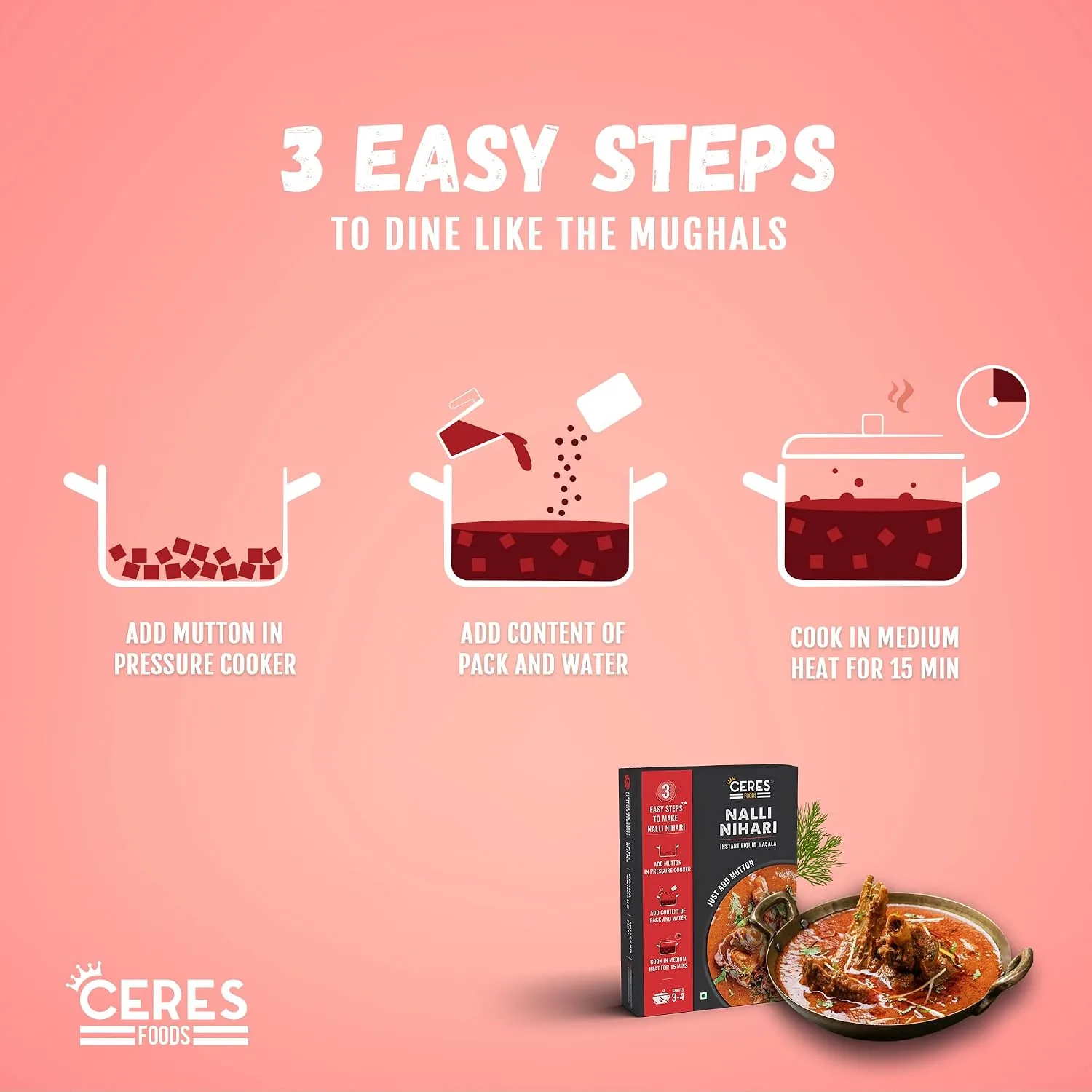 Ceres Foods Nalli Nihari Instant Liquid Masala - Mutton Cooking Paste-6