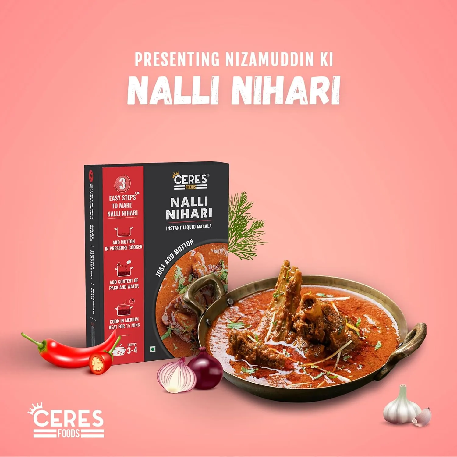 Ceres Foods Nalli Nihari Instant Liquid Masala - Mutton Cooking Paste-7