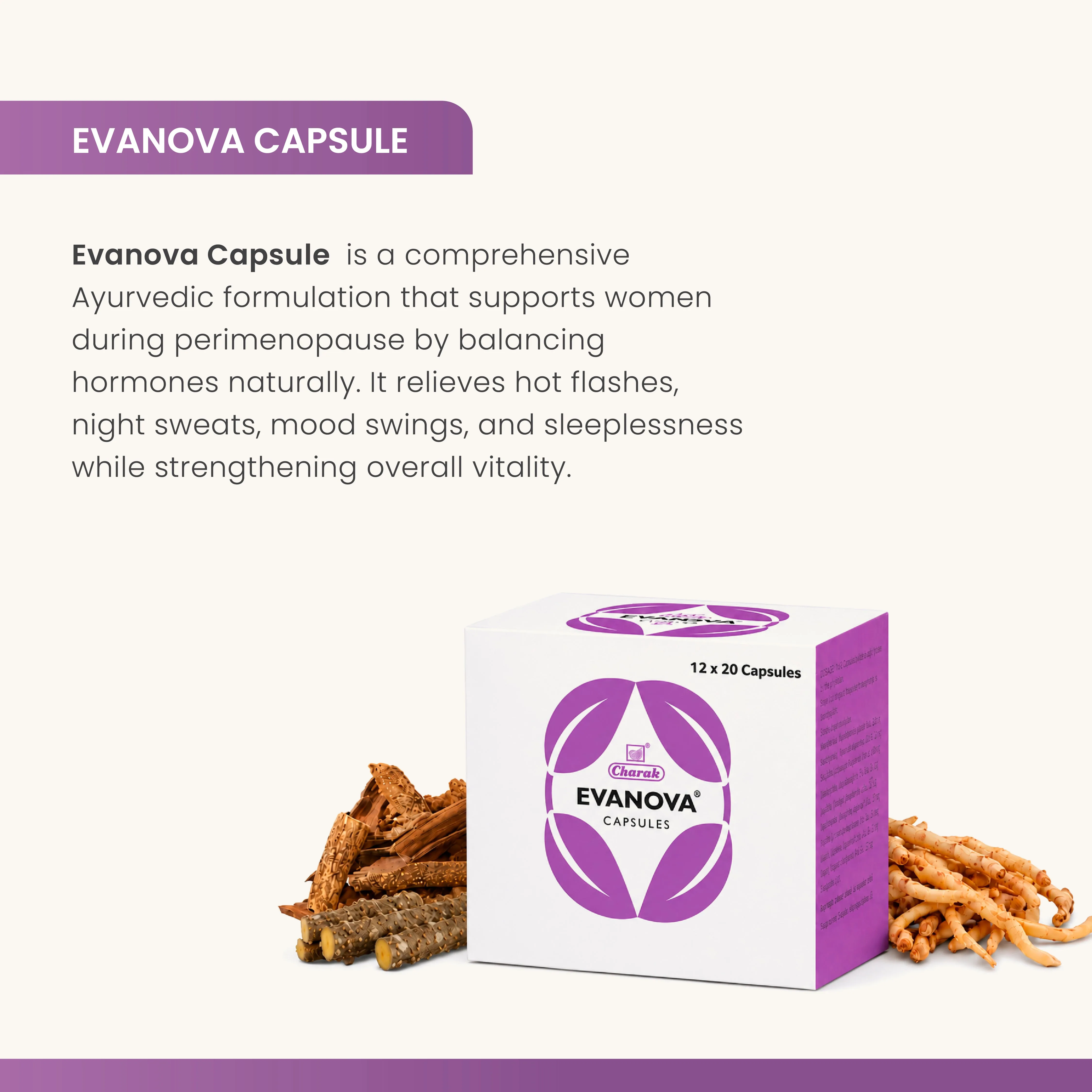 Charak Evanova Capsules | Ayurvedic Menopause Support | Non-Hormonal Formula-3