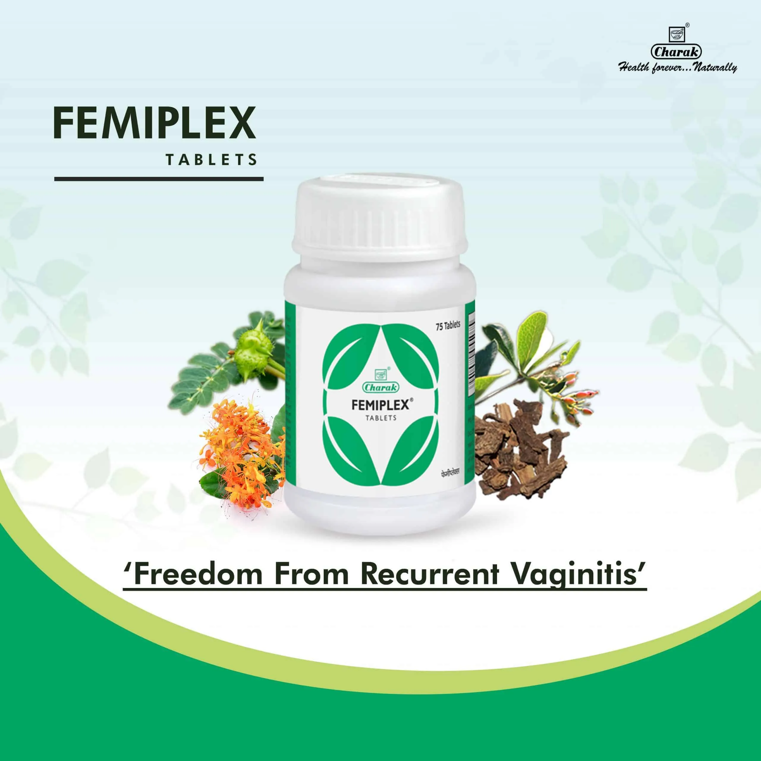 Charak Pharma Femiplex Tablets | Ayurvedic Female Wellness Supplement | Natural Intimate Hygiene Support-2