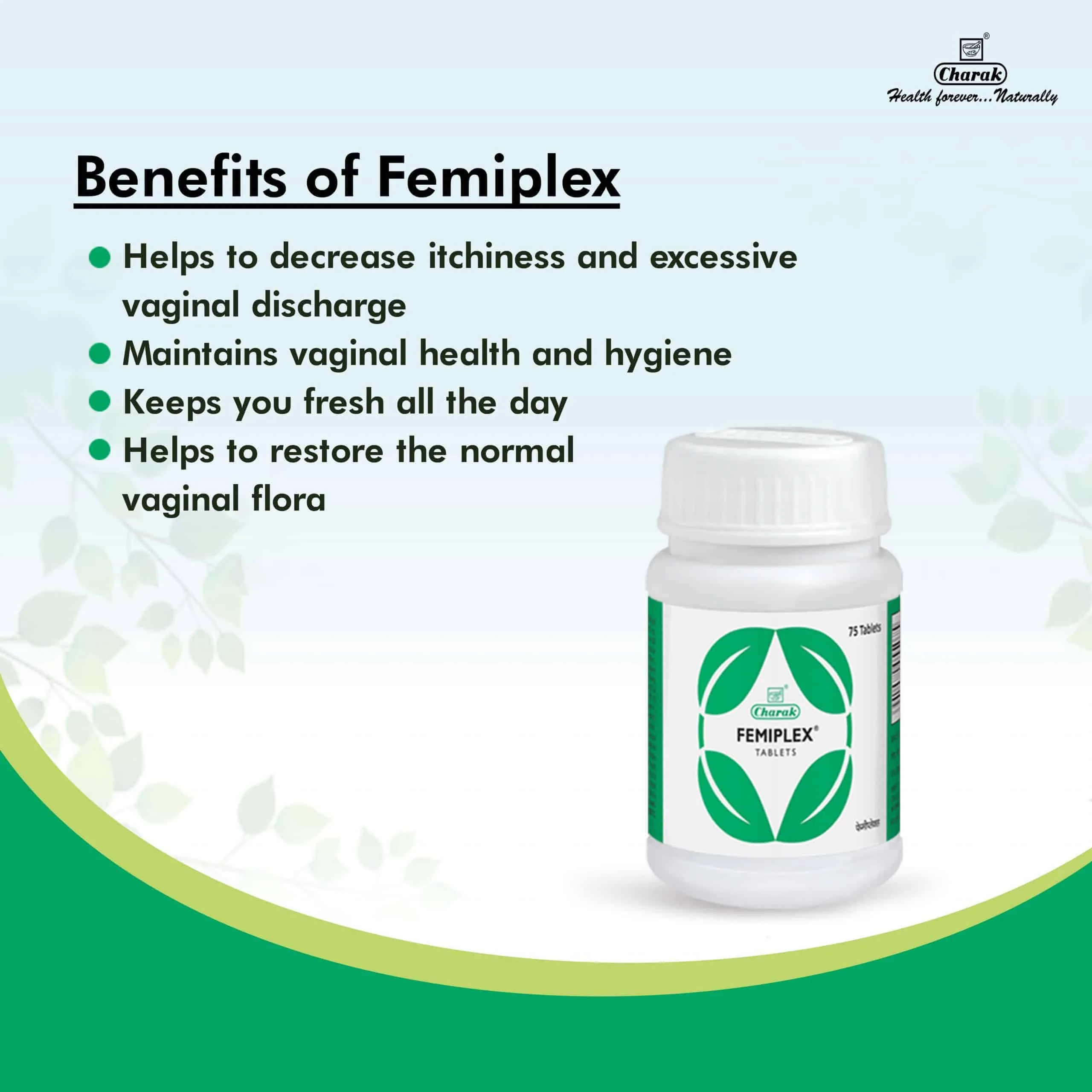 Charak Pharma Femiplex Tablets | Ayurvedic Female Wellness Supplement | Natural Intimate Hygiene Support-5