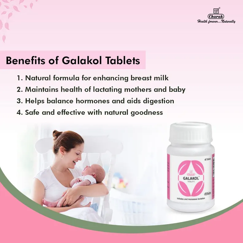 Charak Pharma Galakol Tablets | Natural Lactation Support | Ayurvedic Postnatal Supplement-4