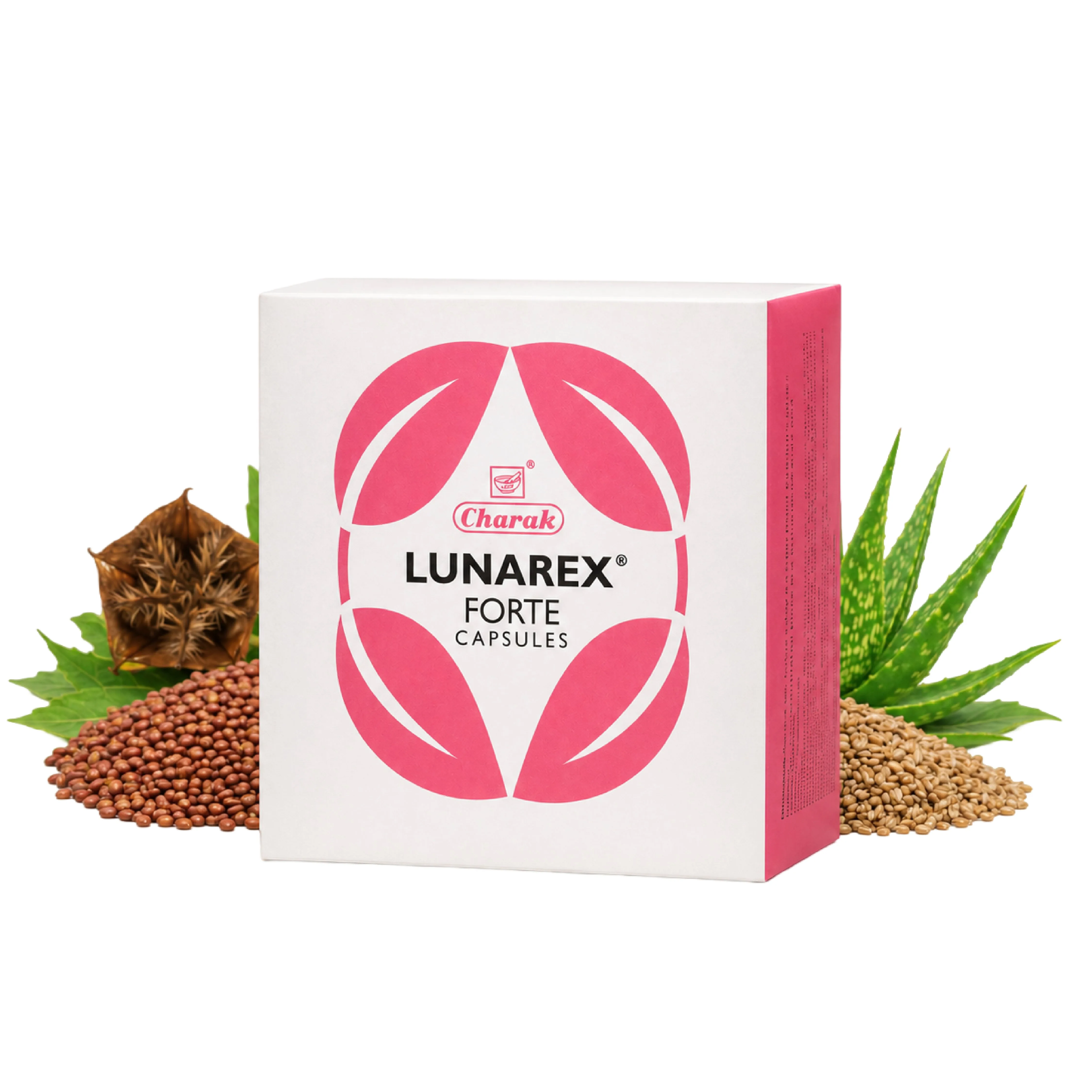 Charak Pharma Lunarex Forte Capsules | Ayurvedic Menstrual Support | Regulates Cycles & Hormonal Balance-1