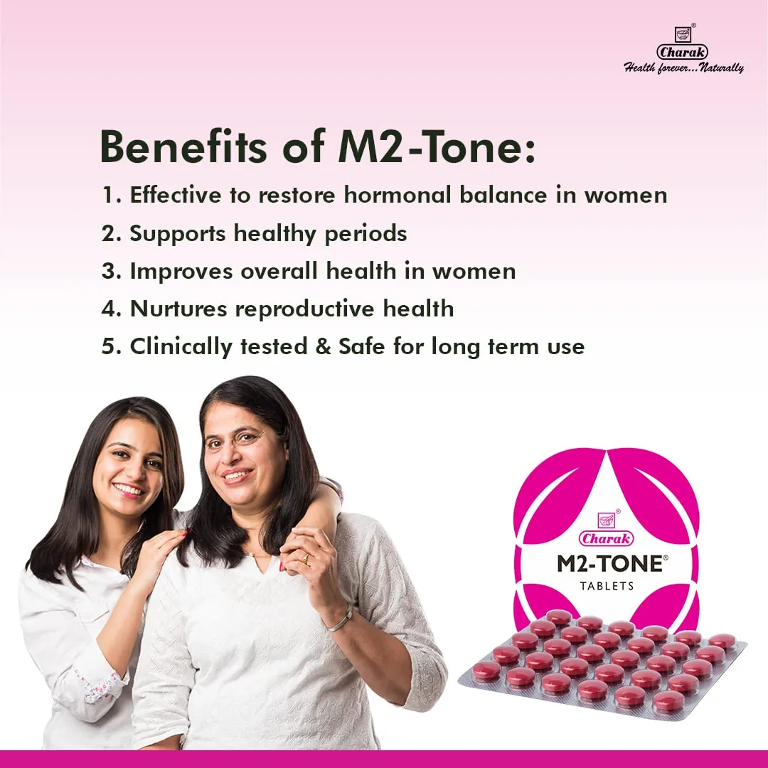 Charak Pharma M2 Tone Tablets | Ayurvedic Women's Wellness Formula | Supports Menstrual Health & Hormonal Balance-4