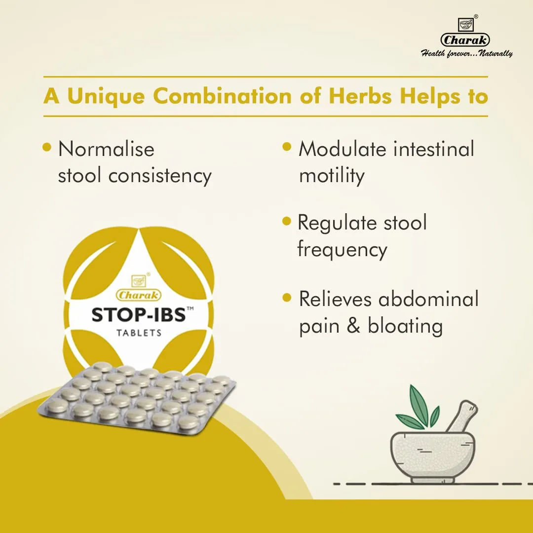 Charak Pharma Stop-IBS Tablets | Ayurvedic Gut Health Support | Relieves Bloating and Spasms-3