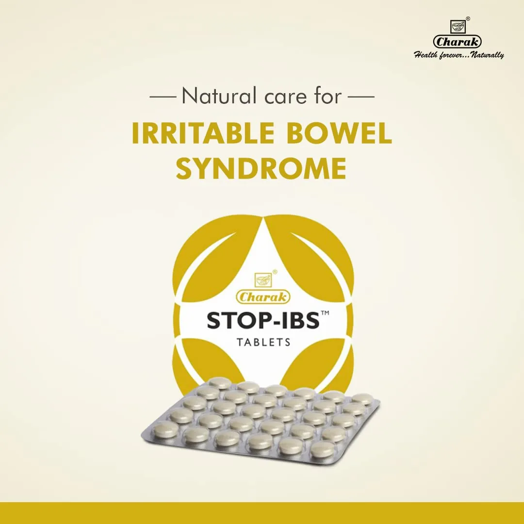 Charak Pharma Stop-IBS Tablets | Ayurvedic Gut Health Support | Relieves Bloating and Spasms-1