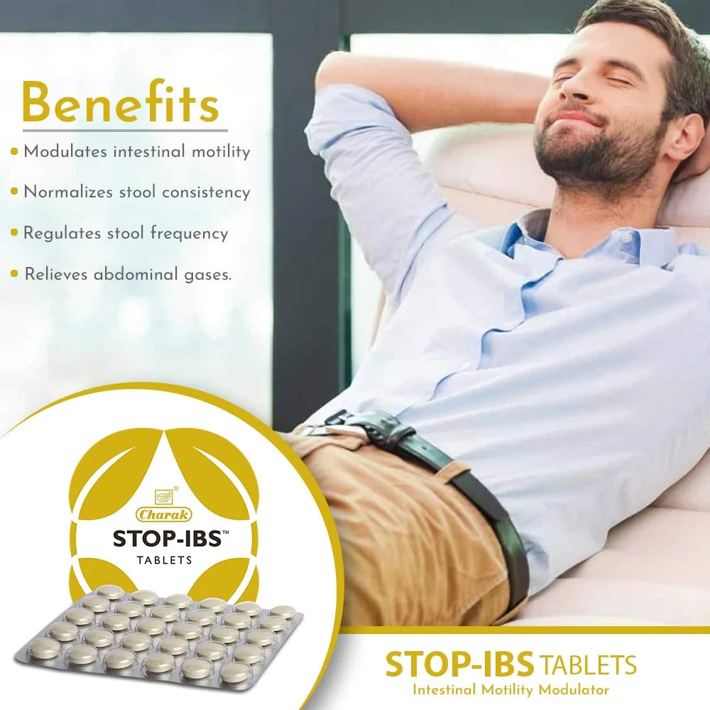 Charak Pharma Stop-IBS Tablets | Ayurvedic Gut Health Support | Relieves Bloating and Spasms-2
