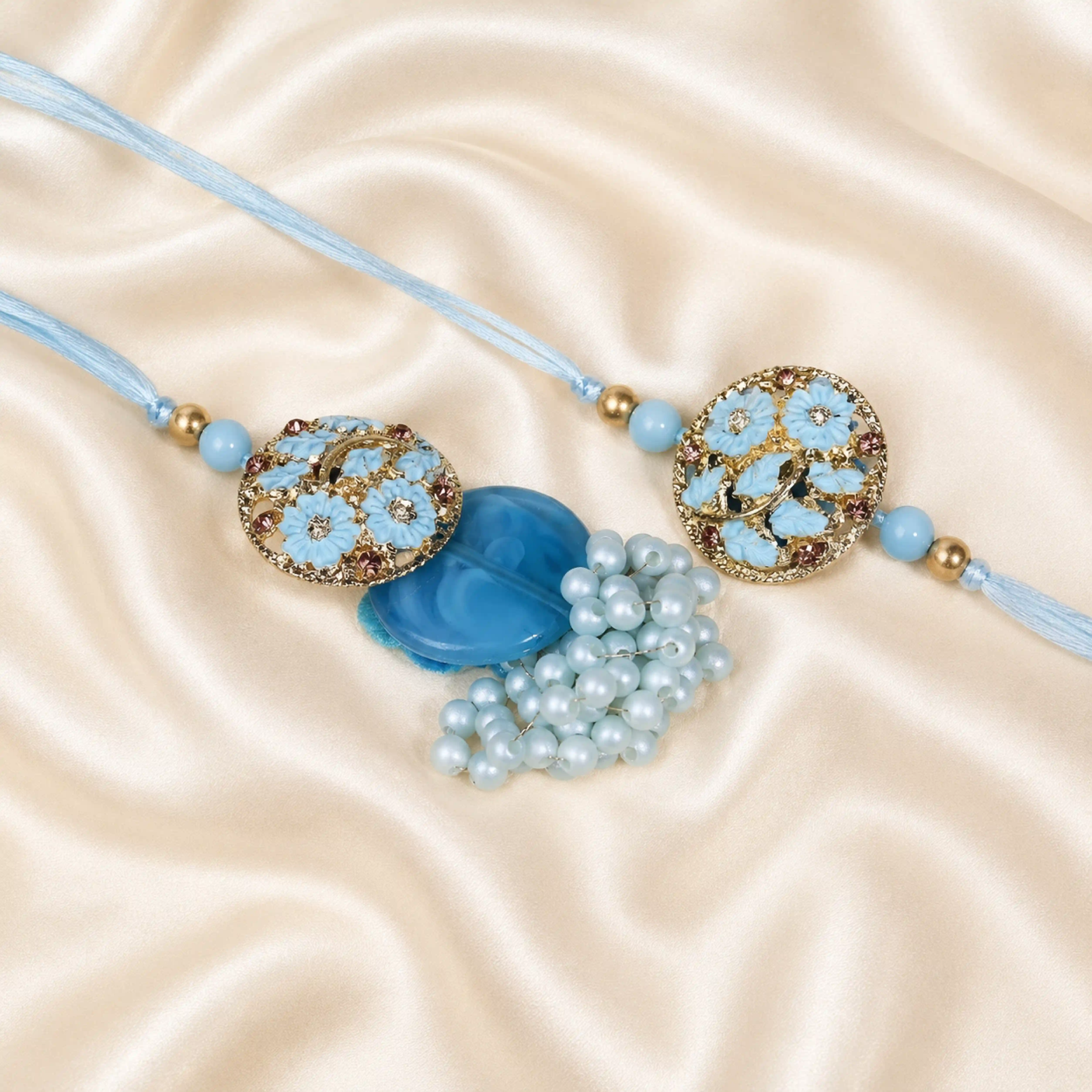 Charming Blue Bhaiya Bhabhi Rakhi