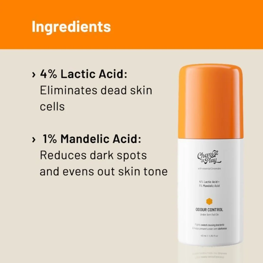 Chemist At Play Lactic Acid Exfoliating Body Wash & AHA Underarm Roll-On Combo | Gentle Exfoliation & Underarm Brightening Duo-3