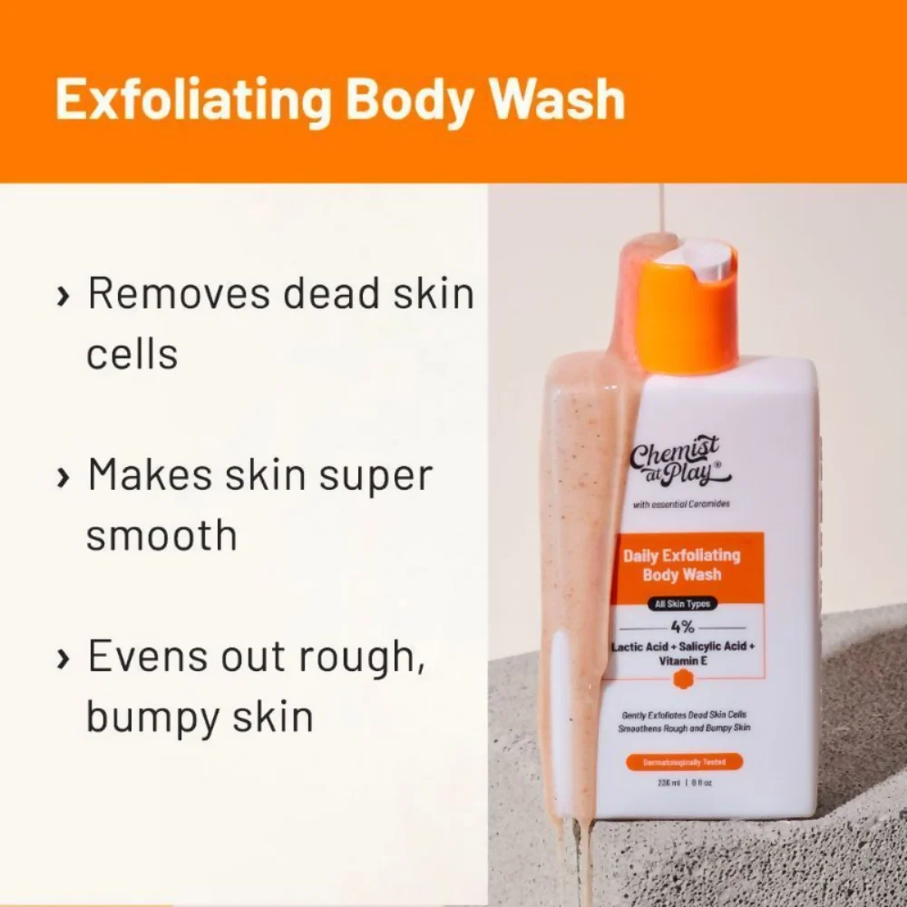 Chemist At Play Lactic Acid Exfoliating Body Wash & AHA Underarm Roll-On Combo | Gentle Exfoliation & Underarm Brightening Duo-4