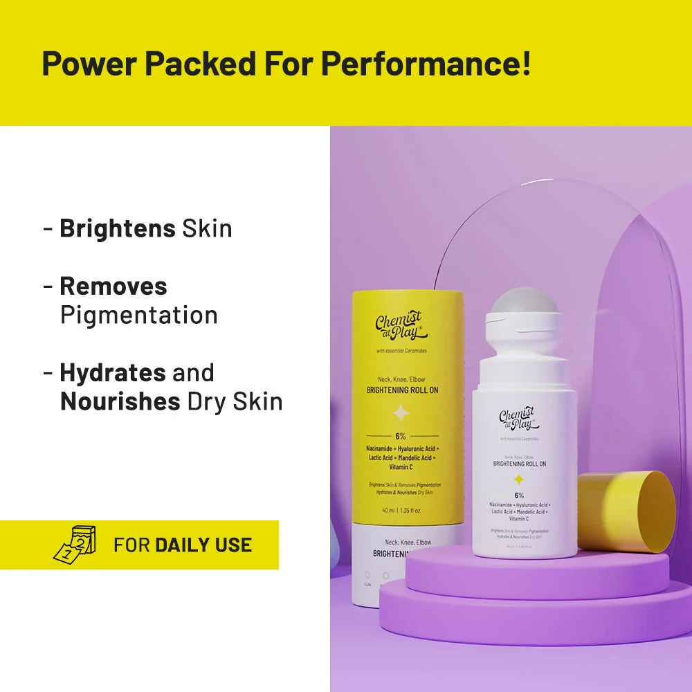 Chemist At Play Neck, Knee & Elbow Brightening + Under-Arm Roll-On Combo | Body Pigmentation Care | Lactic Acid & Vitamin C Formula-4