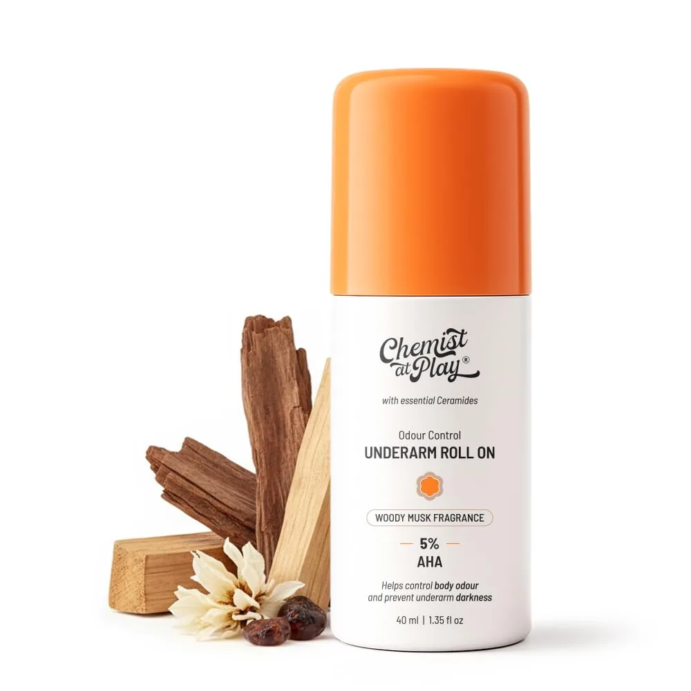 Chemist at Play UnderArm Roll On Woody Musk | Exfoliating Deodorant | Odour Protection & Skin Brightening-1