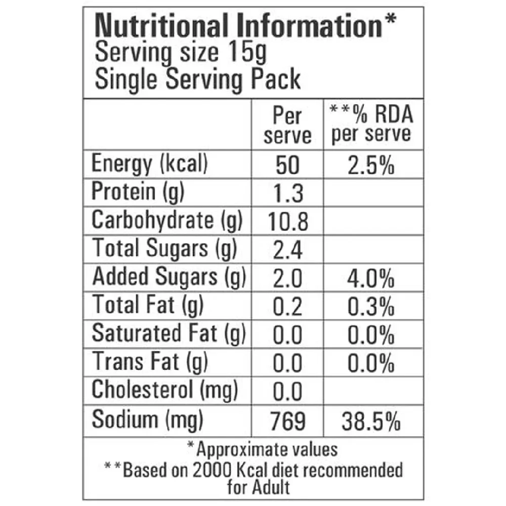 Ching's Secret Mix Veg Cook Up Soup Nutritional Facts 15 gm