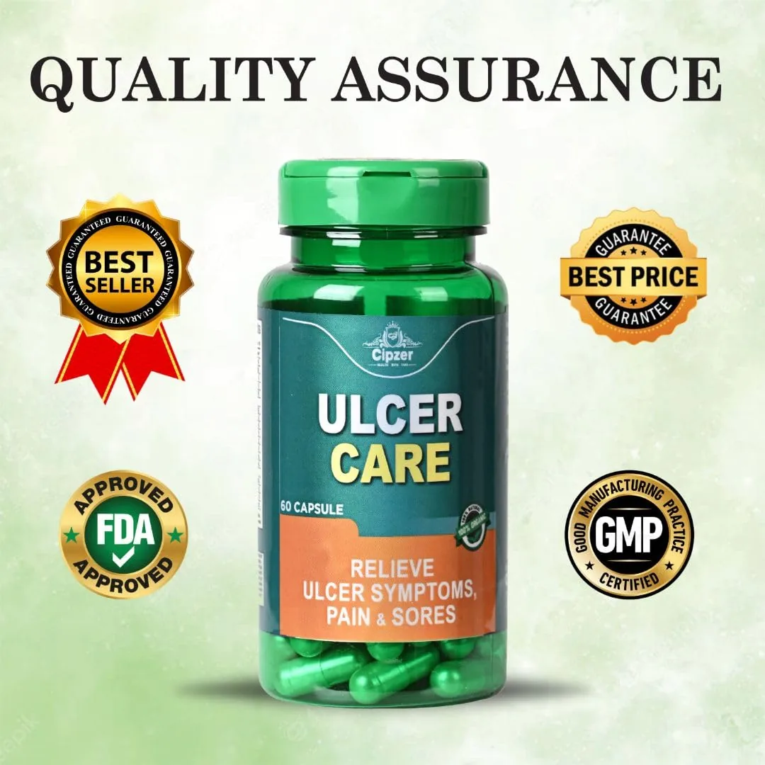 Cipzer Ulcer Care Capsules | Herbal Stomach Soothing Supplement | Natural Acidity & Digestive Support-2