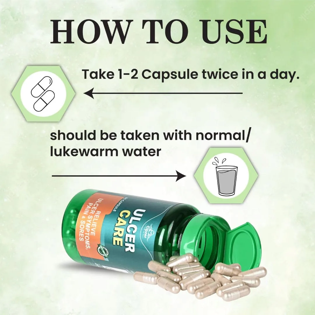 Cipzer Ulcer Care Capsules | Herbal Stomach Soothing Supplement | Natural Acidity & Digestive Support-3