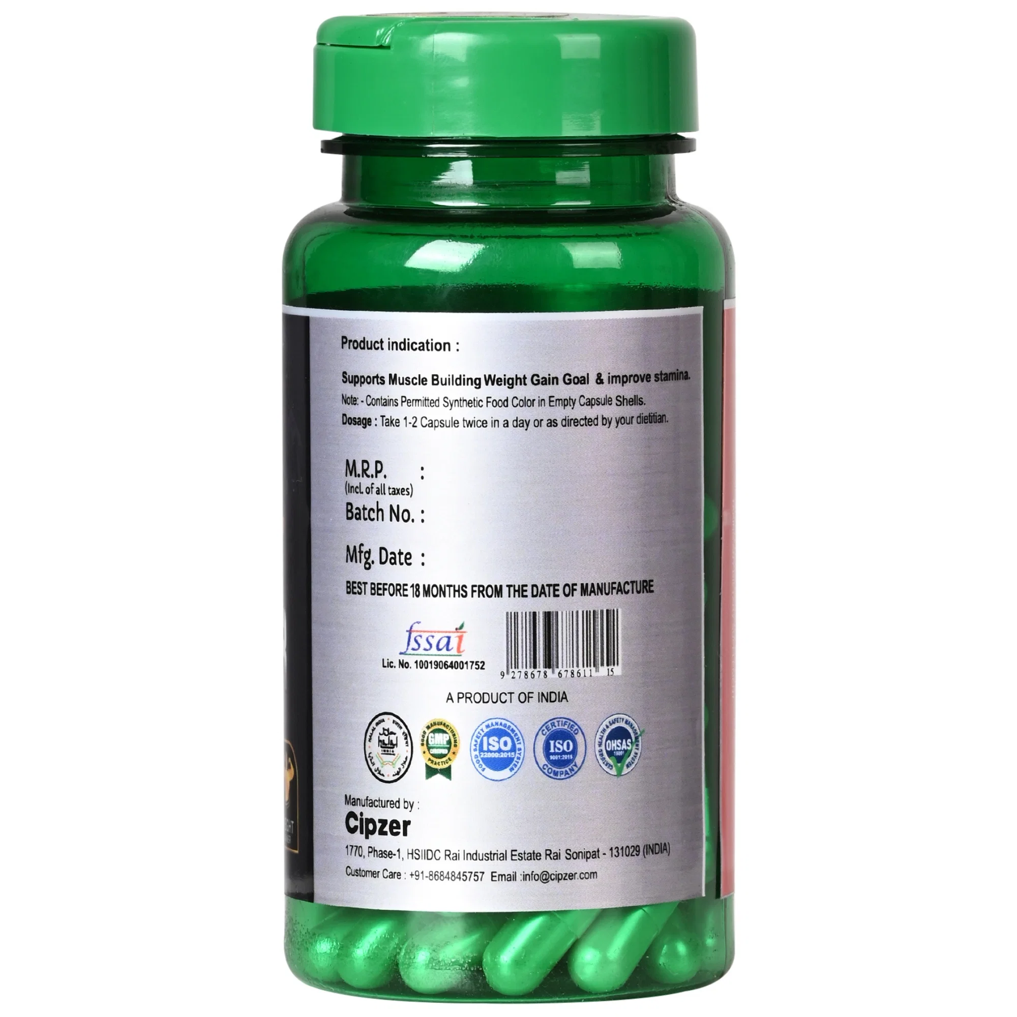 Cipzer Weight Gainer Capsules | Ayurvedic Herbal Formula | Muscle Mass and Strength Support-1