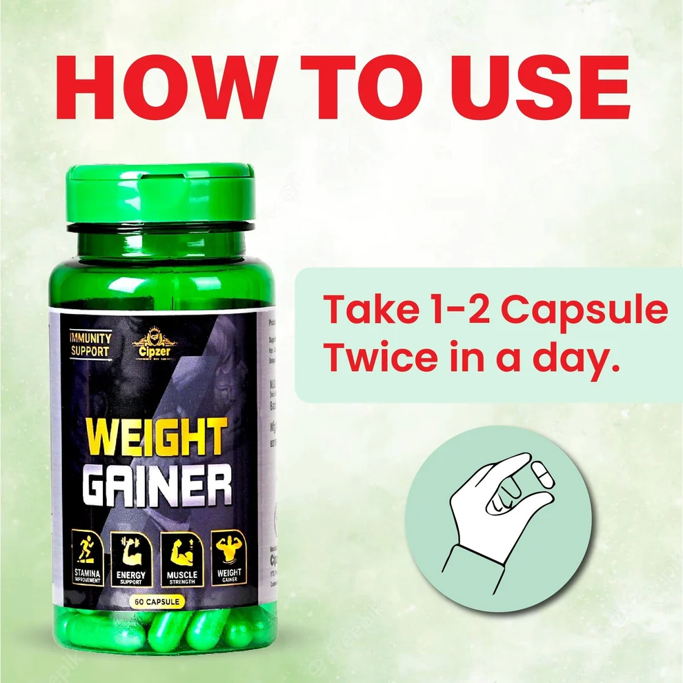Cipzer Weight Gainer Capsules | Ayurvedic Herbal Formula | Muscle Mass and Strength Support-5