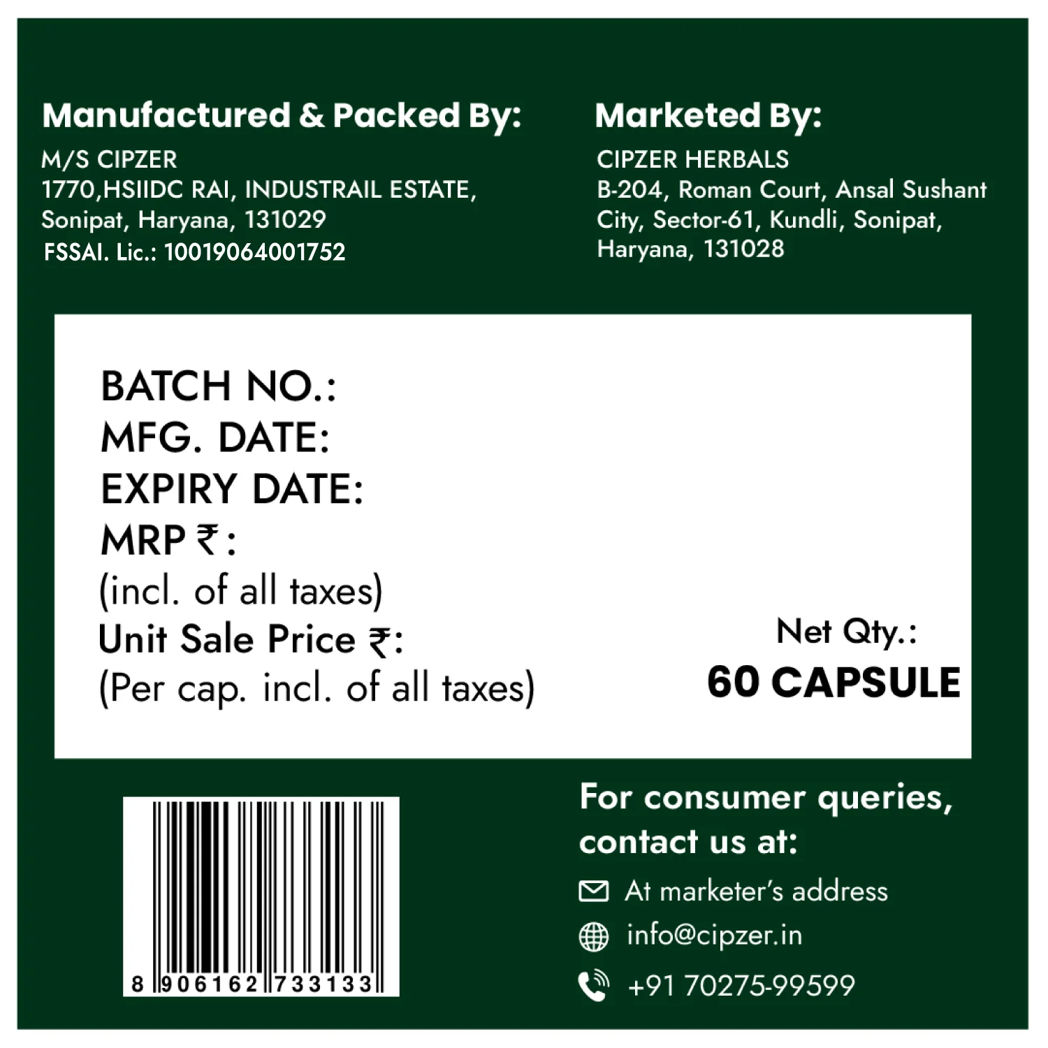 Cipzer Weight Gainer Capsules | Ayurvedic Herbal Formula | Muscle Mass and Strength Support-6