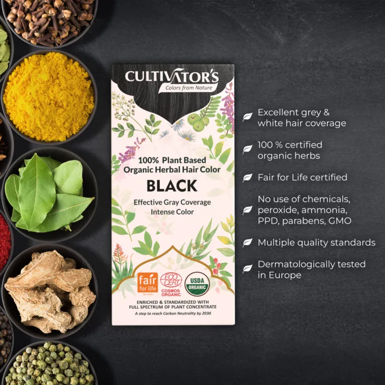 Cultivator's Organic Herbal Hair Color - Black | Natural Botanical Hair Dye | Ammonia and Paraben Free-2