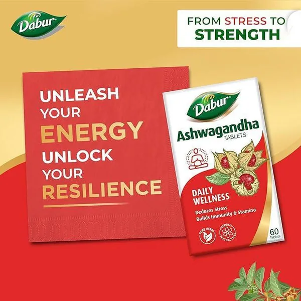 Dabur Ashwagandha Tablets | Ayurvedic Immunity Booster | Stress & Fatigue Relief-4