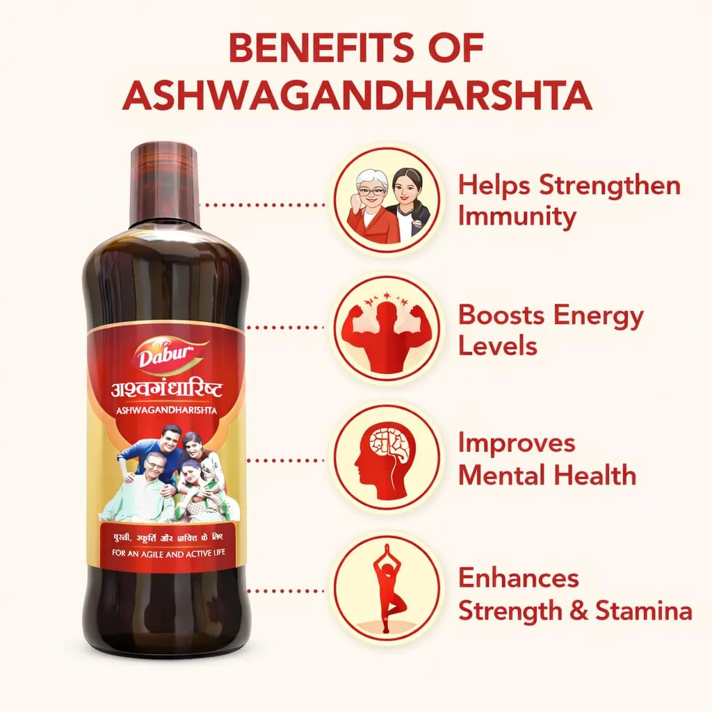 Dabur Ashwagandharishta Liquid | Ayurvedic Restorative Tonic | Stress & Fatigue Relief-3