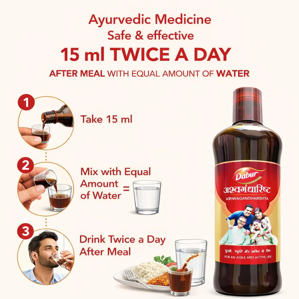 Dabur Ashwagandharishta Liquid | Ayurvedic Restorative Tonic | Stress & Fatigue Relief-4
