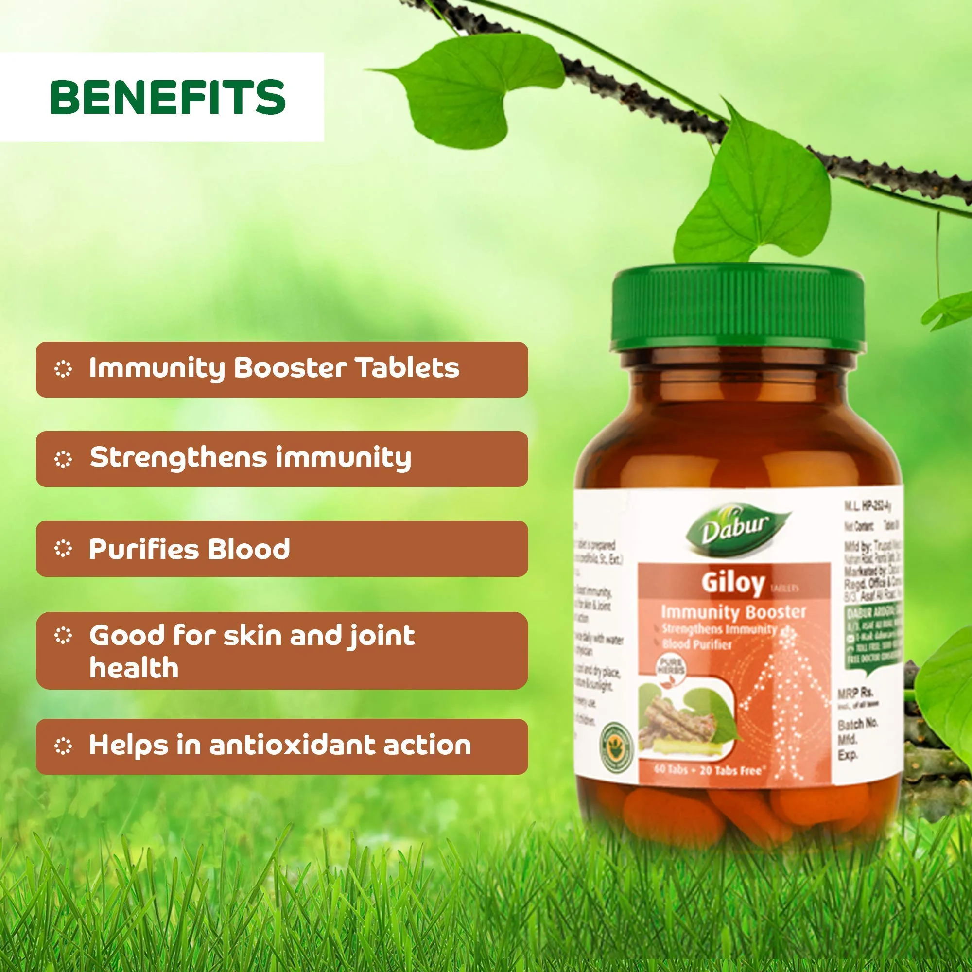 Dabur Giloy Tablets | Ayurvedic Immunity Booster | Natural Blood Purifier-5