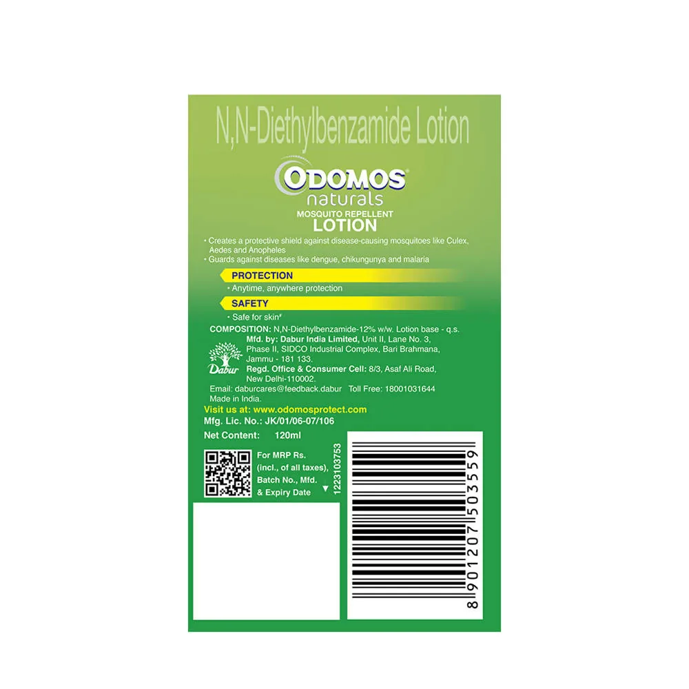 Dabur Odomos Naturals Mosquito Repellent Lotion | Skin-Safe Insect Protection | Aloe Vera & Citronella Shield-2