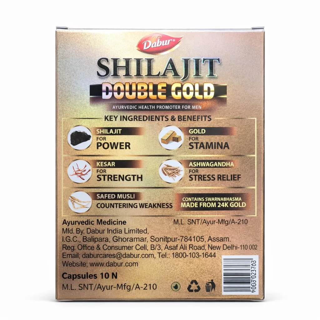 Dabur Shilajit Double Gold Capsules | Ayurvedic Vitality Supplement | Strength & Stamina Booster-2