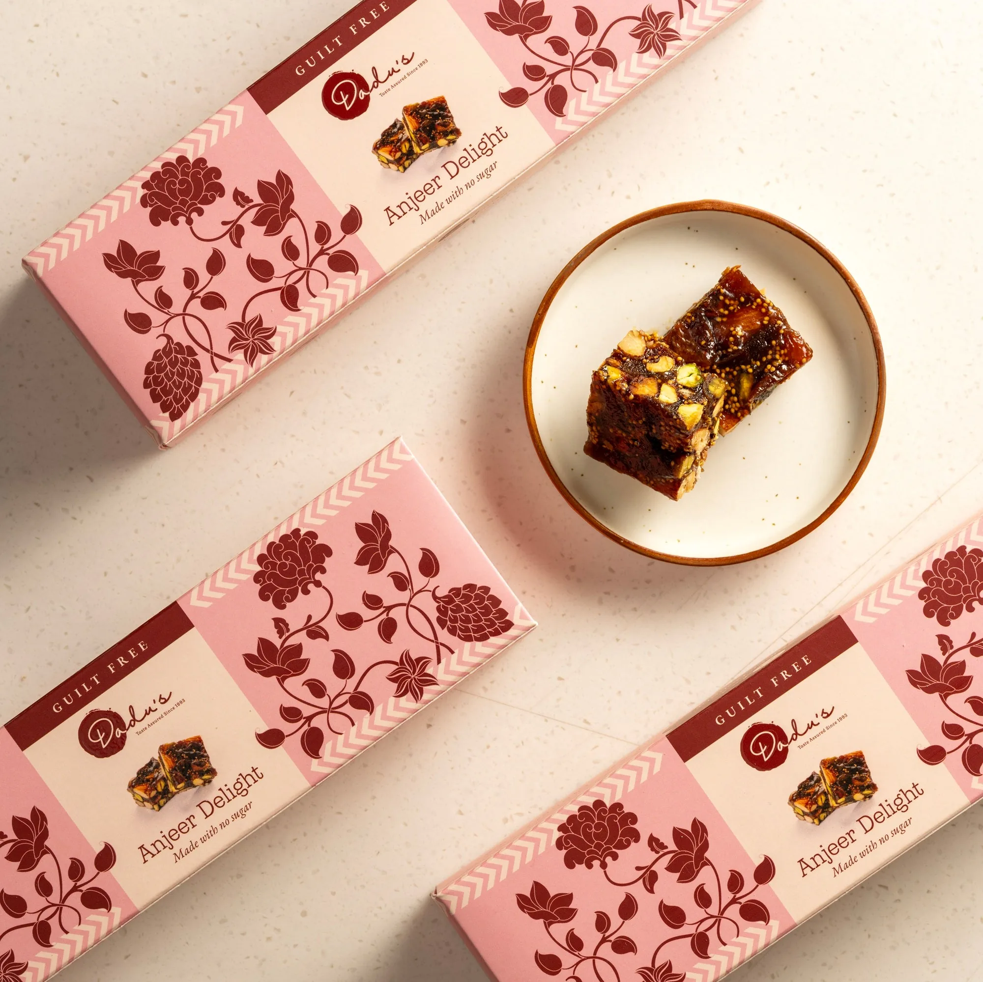 Dadu's Sugarfree Anjeer Delight | Fig & Dry Fruit Sweet | Stevia Sweetened Mithai 175 gm