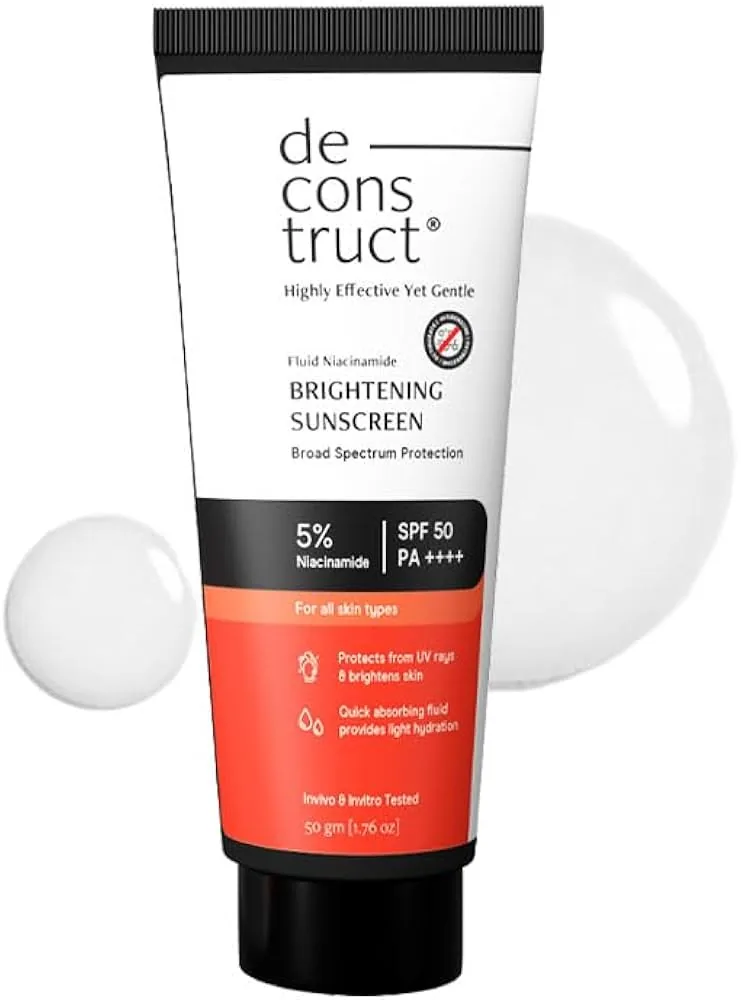 Deconstruct Fluid Brightening Sunscreen SPF 50+ And PA++++ | Broad-Spectrum Sun Protection | Lightweight Niacinamide Formula Deconstruct Fluid Brightening Sunscreen SPF 50+ And PA++++ | Broad-Spectrum Sun Protection | Lightweight Niacinamide Formula - 50 gm