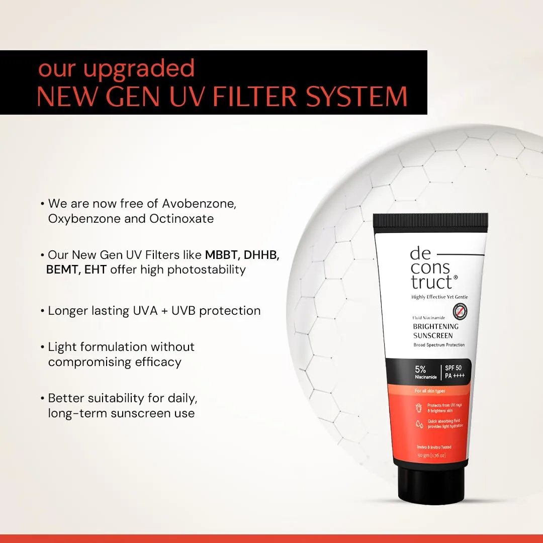 Deconstruct Fluid Brightening Sunscreen SPF 50+ And PA++++ | Broad-Spectrum Sun Protection | Lightweight Niacinamide Formula-4