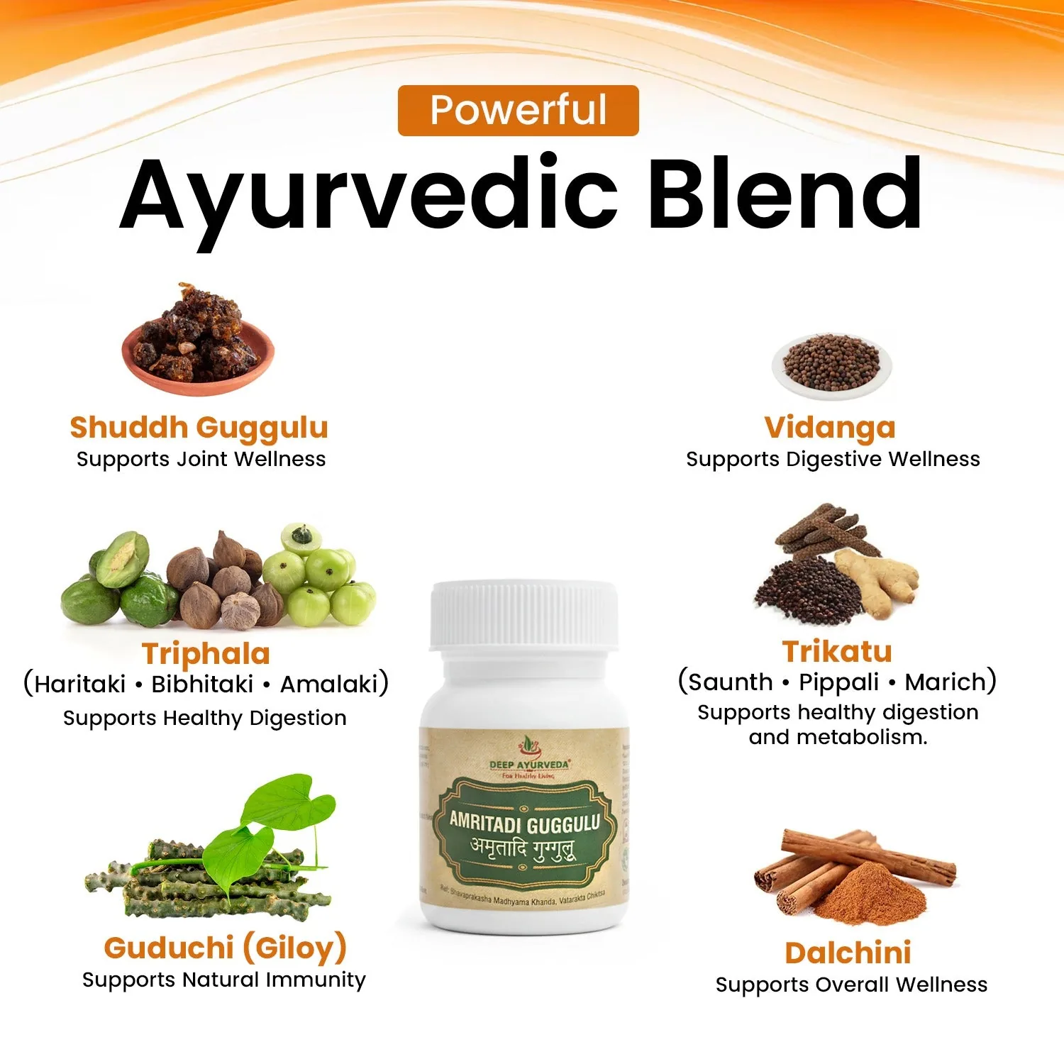 Deep Ayurveda Amritadi Guggul | Classical Ayurvedic Tablets | Joint & Metabolic Support-4