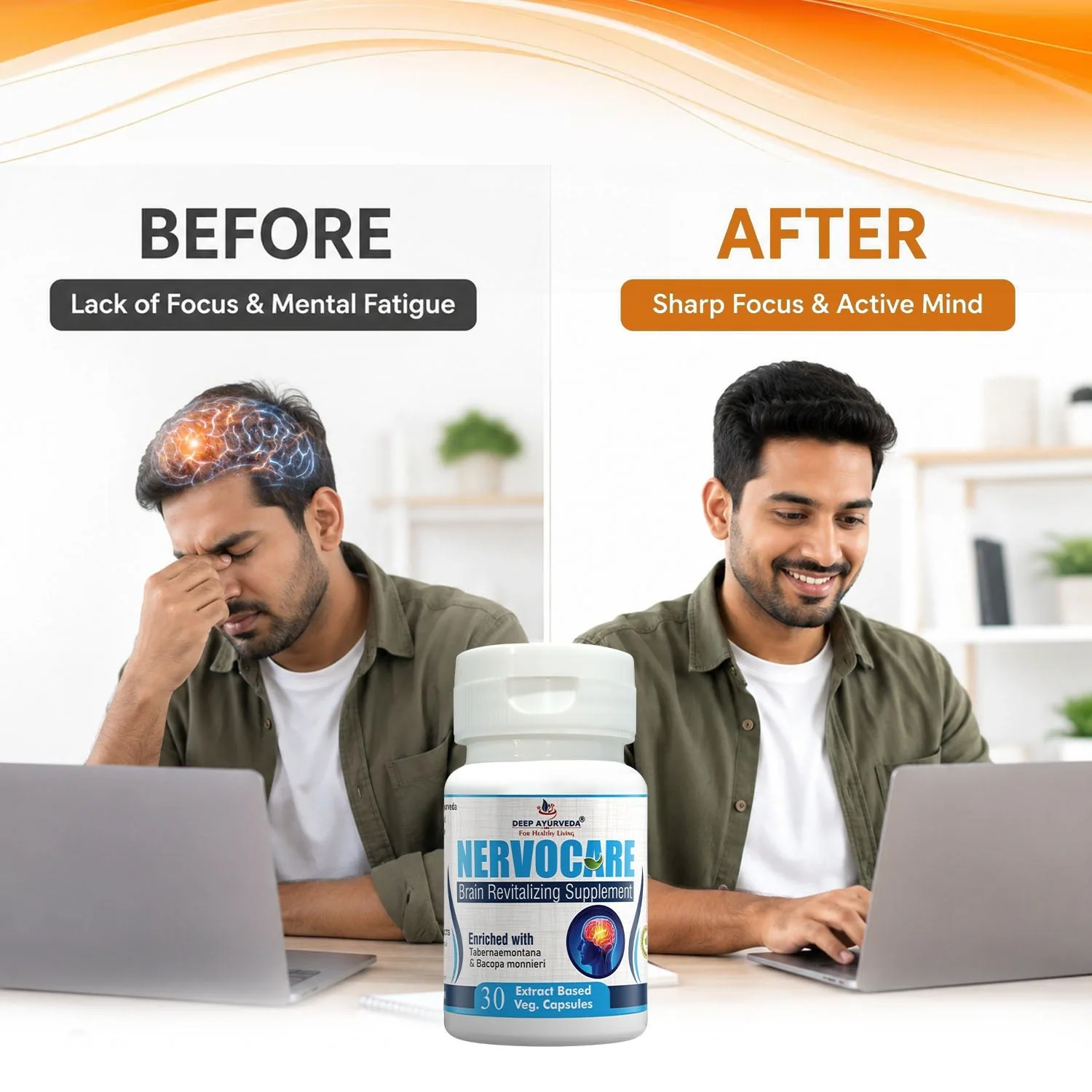 Deep Ayurveda Nervocare Veg Capsules | Brain & Nervous System Support | Natural Stress Reliever-4