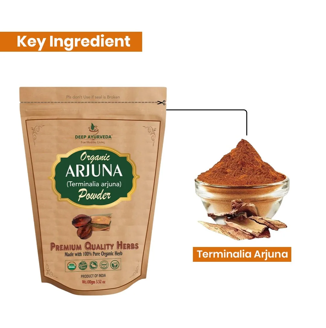 Deep Ayurveda Organic Arjuna Bark Powder | Pure Terminalia Arjuna Churna | Traditional Cardiovascular & Circulatory Support-2