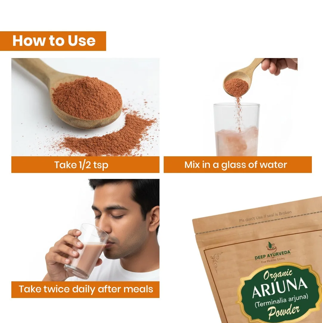 Deep Ayurveda Organic Arjuna Bark Powder | Pure Terminalia Arjuna Churna | Traditional Cardiovascular & Circulatory Support-4