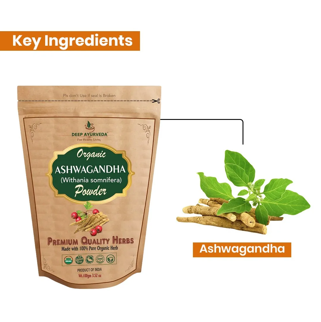 Deep Ayurveda Organic Ashwagandha Powder | Pure Adaptogenic Root Supplement | Natural Stress Relief & Stamina Support-2