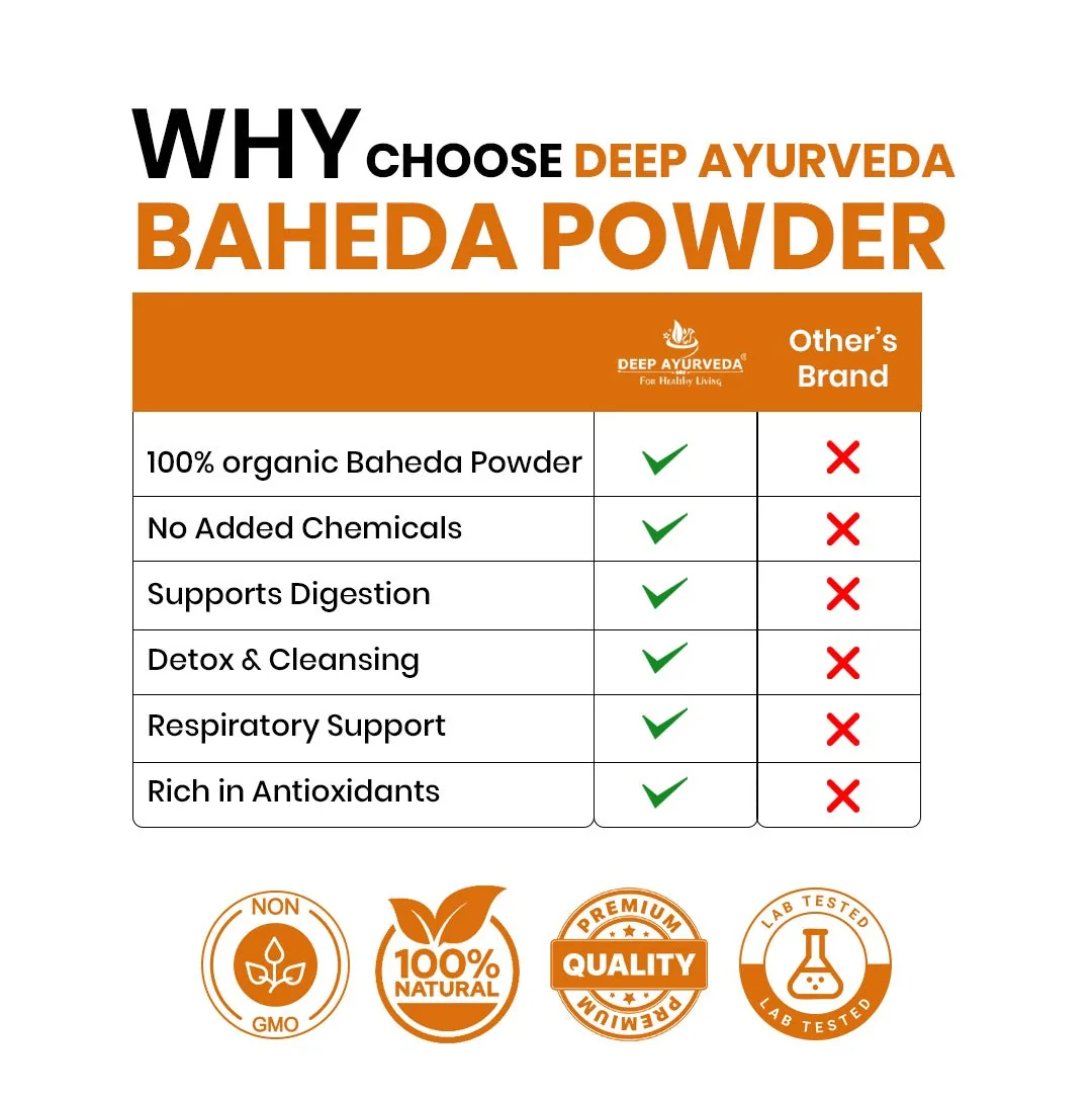 Deep Ayurveda Organic Baheda Powder | Pure Terminalia Bellirica Churna | Natural Digestive & Respiratory Support-5
