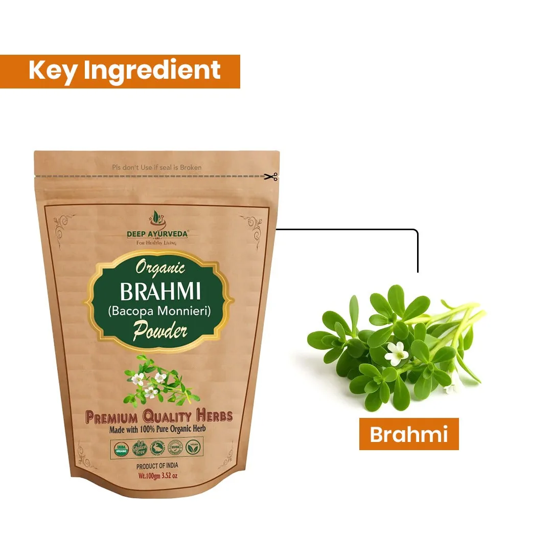 Deep Ayurveda Organic Brahmi Powder | Pure Bacopa Monnieri | Cognitive Support & Hair Nourishment-2