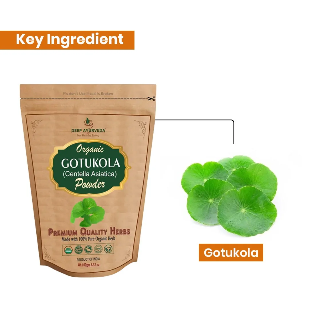 Deep Ayurveda Organic Gotukola Powder | Pure Centella Asiatica | Natural Cognitive & Memory Support-2