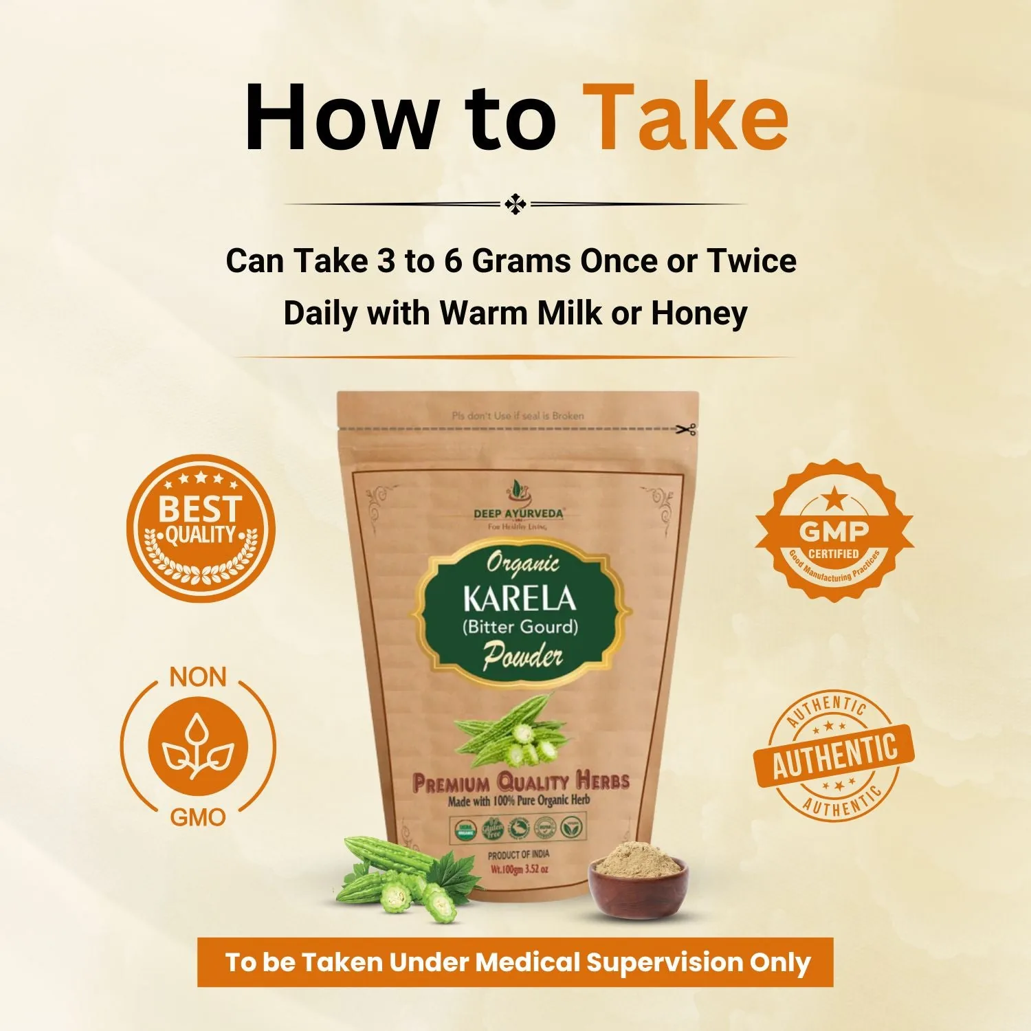 Deep Ayurveda Organic Karela Powder | Pure Bitter Gourd Supplement | Natural Blood Sugar & Digestive Support-3
